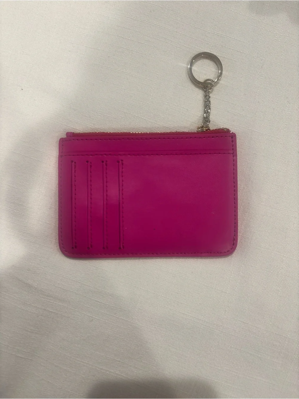 Kate Spade Pink Leather Zip Card Case Keychain